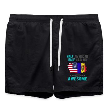 Halb Amerikaner Halb Moldawier - Badeshorts - Schwarz - Vorne - AI Model Male 185 light (185cm)