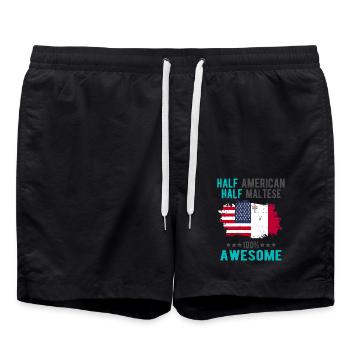 Halb Amerikaner Halb Mateser - Badeshorts - Schwarz - Vorne - AI Model Male 185 light (185cm)
