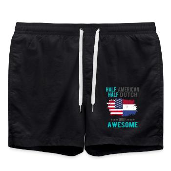 Moitié américain moitié néerlandais - Short de bain - noir - Devant - AI Model Male 185 light (185cm)