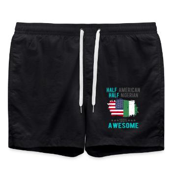 Halb Amerikaner Halb Nigerianer - Badeshorts - Schwarz - Vorne - AI Model Male 185 light (185cm)