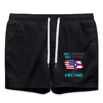 Moitié américain moitié portoricain - Short de bain - noir - Devant - AI Model Male 185 light (185cm)