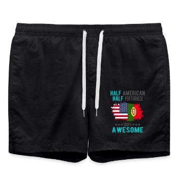 Half American Half Portuguese - Swim Trunks - black - Front - AI Model Male 185 light (185cm)