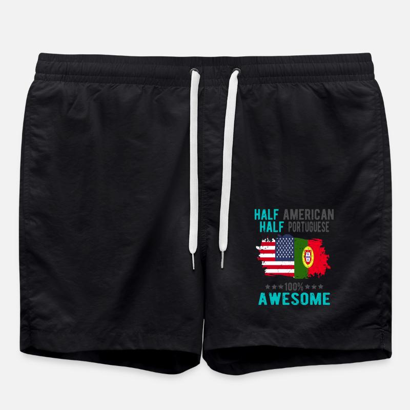 Half American Half Portuguese - Swim Trunks - black