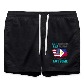 Moitié américain moitié philippin - Short de bain - noir - Devant - AI Model Male 185 light (185cm)