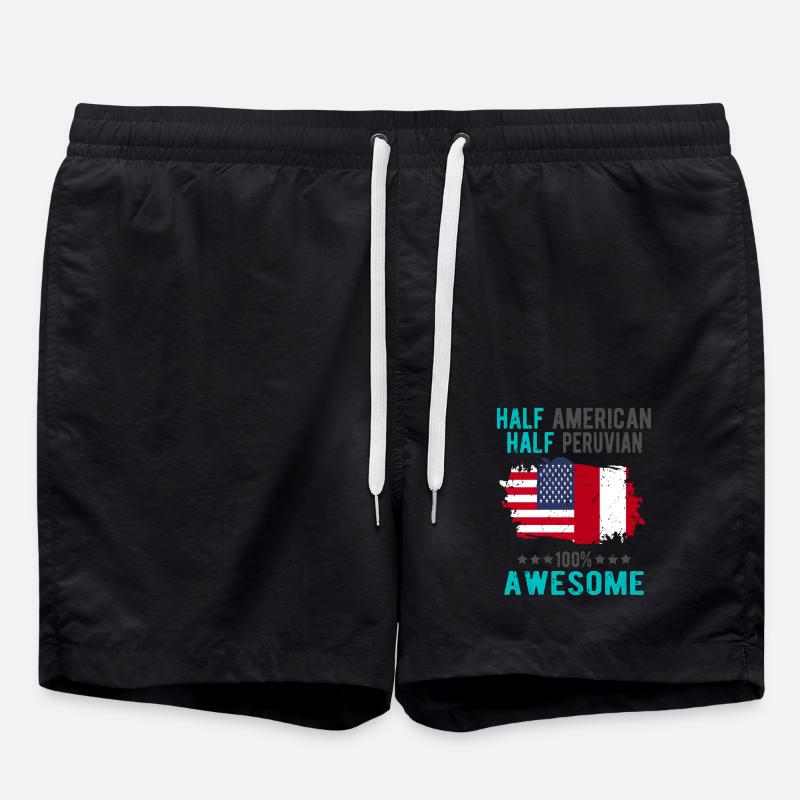 Half American Half Peruvian - Swim Trunks - black