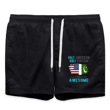 Halb Amerikaner Halb Pakistaner - Badeshorts - Schwarz - Vorne - AI Model Male 185 light (185cm)