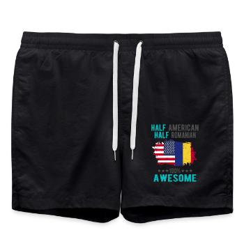 Moitié américain moitié roumain - Short de bain - noir - Devant - AI Model Male 185 light (185cm)