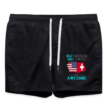 Halb Amerikaner Halb Schweizer - Badeshorts - Schwarz - Vorne - AI Model Male 185 light (185cm)