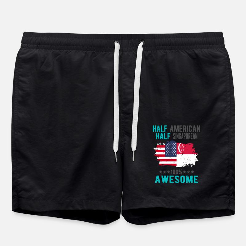 Half American Half Singaporean - Swim Trunks - black