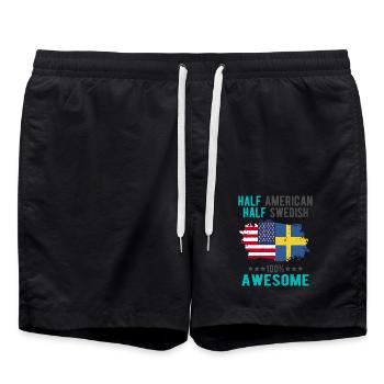 Moitié américain Moitié suédois - Short de bain - noir - Devant - AI Model Male 185 light (185cm)