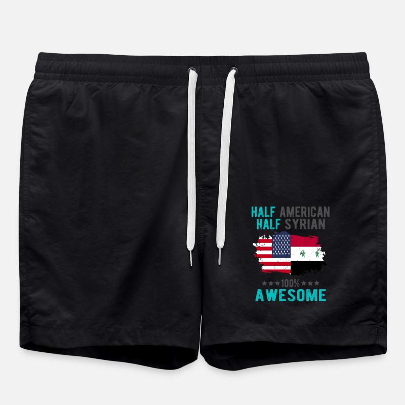 Half American Half Syrian - Swim Trunks - black