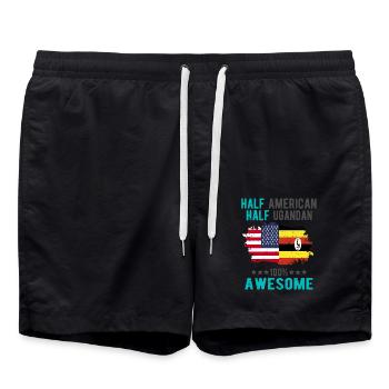 Half American Half Ugandan - Swim Trunks - black - Front - AI Model Male 185 light (185cm)
