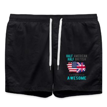 Halb Amerikaner Halb Britisch - Badeshorts - Schwarz - Vorne - AI Model Male 185 light (185cm)