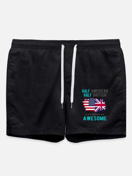 Half American Half British - Swim Trunks - black