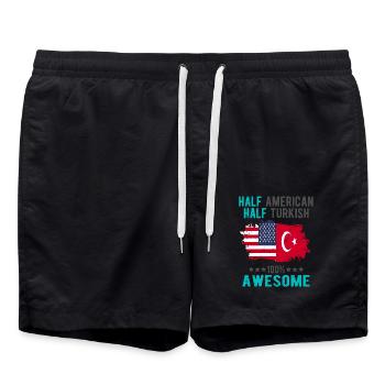 Halb Amerikaner Halb Türke - Badeshorts - Schwarz - Vorne - AI Model Male 185 light (185cm)