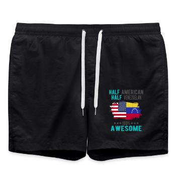 Half American Half Venezuelan - Swim Trunks - black - Front - AI Model Male 185 light (185cm)