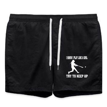 Amateur de baseball baseball femme jeu de baseball - Short de bain - noir - Devant - AI Model Male 185 light (185cm)