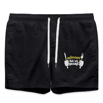 Koch Shirt Aufessen ! Hab ich gesagt - Badeshorts - Schwarz - Vorne - AI Model Male 185 light (185cm)