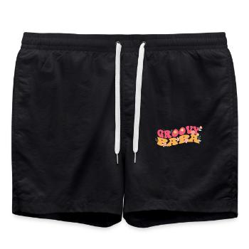 Groovy Papa Garden Plant Flowers Floral Decor - Swim Trunks - black - Front - AI Model Male 185 light (185cm)