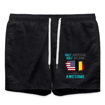 Half American Half Belgian - Swim Trunks - black - Front - AI Model Male 185 light (185cm)