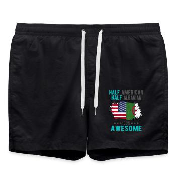 Half American Half Albanian - Swim Trunks - black - Front - AI Model Male 185 light (185cm)