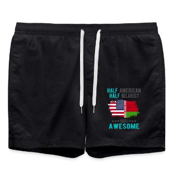 Halb Amerikaner Halb Belarusse - Badeshorts - Schwarz - Vorne - AI Model Male 185 light (185cm)