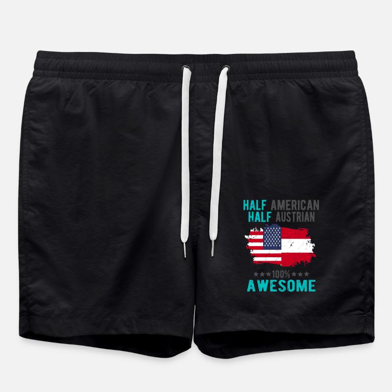 Half American Half Austrian - Swim Trunks - black