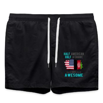 Mi-Américain, mi-Afghan - Short de bain - noir - Devant - AI Model Male 185 light (185cm)
