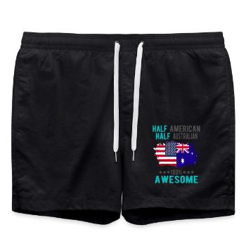 Halb Amerikaner Halb Australier - Badeshorts - Schwarz - Vorne - AI Model Male 185 light (185cm)
