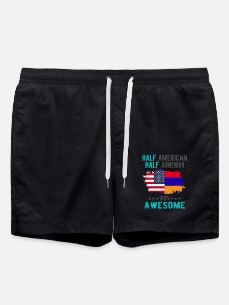 Half American Half Armenian - Swim Trunks - black