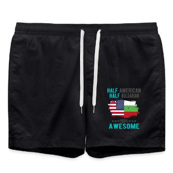 Halb Amerikaner Halb Bulgare - Badeshorts - Schwarz - Vorne - AI Model Male 185 light (185cm)