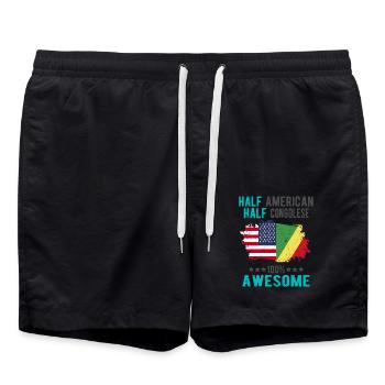 Mi-Américain, mi-Congolais - Short de bain - noir - Devant - AI Model Male 185 light (185cm)