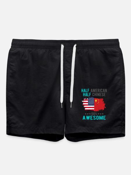 Half American Half Chinese - Swim Trunks - black
