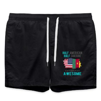 Halb Amerikaner Halb Kameruner - Badeshorts - Schwarz - Vorne - AI Model Male 185 light (185cm)