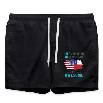 Half American Half Chilean - Swim Trunks - black - Front - AI Model Male 185 light (185cm)