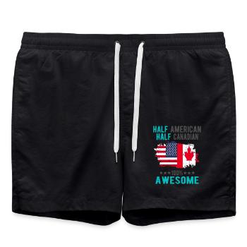 Mi-Américain, mi-Canadien - Short de bain - noir - Devant - AI Model Male 185 light (185cm)