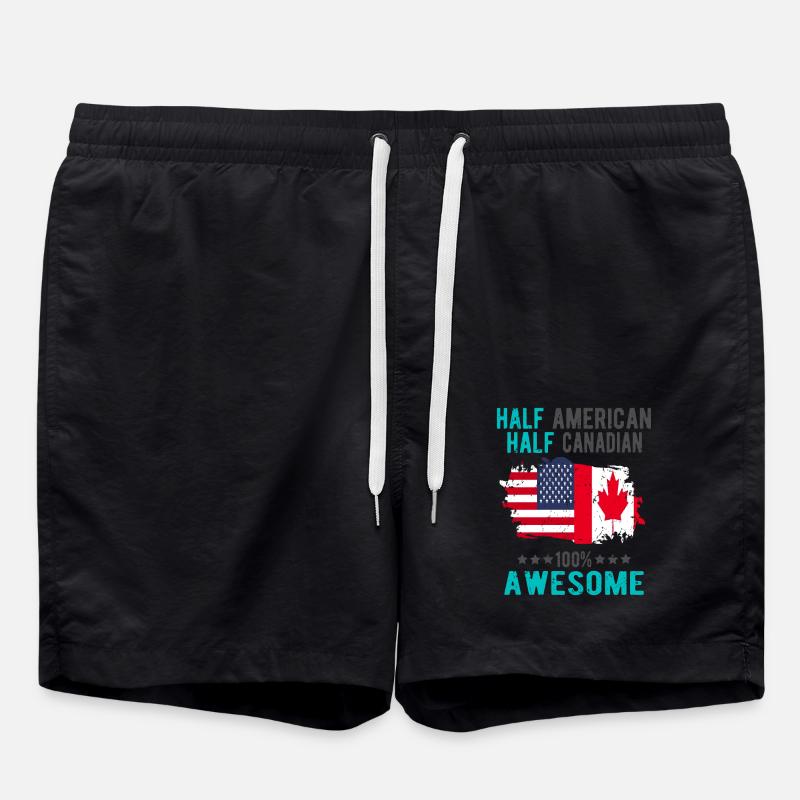 Half American Half Canadian - Swim Trunks - black