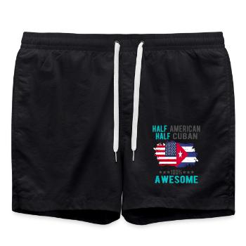 Half American Half Cuban - Swim Trunks - black - Front - AI Model Male 185 light (185cm)