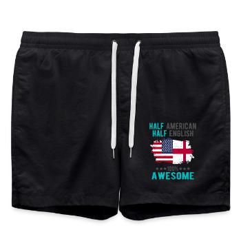 Mi-Américain, mi-Anglais - Short de bain - noir - Devant - AI Model Male 185 light (185cm)