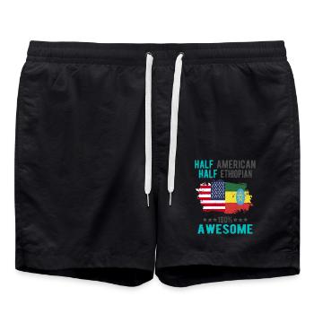 Mi-Américain, mi-Ethiopien - Short de bain - noir - Devant - AI Model Male 185 light (185cm)