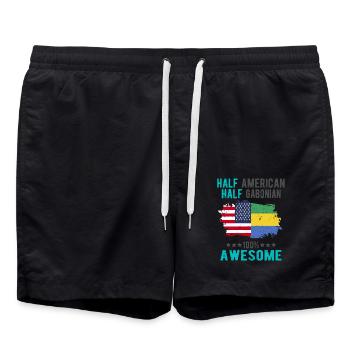 Half American Half Gabonese - Swim Trunks - black - Front - AI Model Male 185 light (185cm)