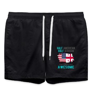 Halb Amerikaner Halb Georgier - Badeshorts - Schwarz - Vorne - AI Model Male 185 light (185cm)