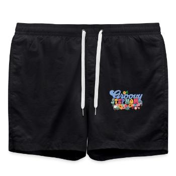 Groovy stepmother garden plant flowers - Swim Trunks - black - Front - AI Model Male 185 light (185cm)