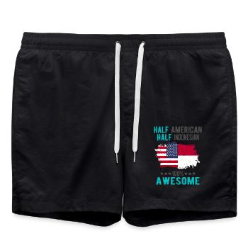 Halb Amerikaner Halb Indonesier - Badeshorts - Schwarz - Vorne - AI Model Male 185 light (185cm)