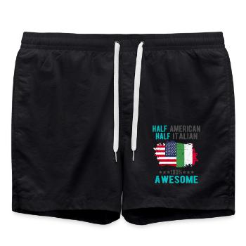 Halb Amerikaner Halb Italiener - Badeshorts - Schwarz - Vorne - AI Model Male 185 light (185cm)
