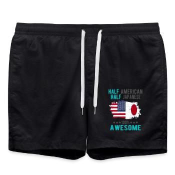 Halb Amerikaner Halb Japaner - Badeshorts - Schwarz - Vorne - AI Model Male 185 light (185cm)