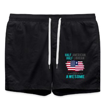 Halb Amerikaner Halb Libyer - Badeshorts - Schwarz - Vorne - AI Model Male 185 light (185cm)