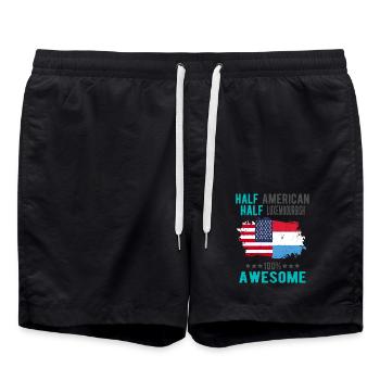 Moitié américain moitié luxembourgeois - Short de bain - noir - Devant - AI Model Male 185 light (185cm)