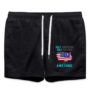 Halb Amerikaner Halb Malaysier - Badeshorts - Schwarz - Vorne - AI Model Male 185 light (185cm)