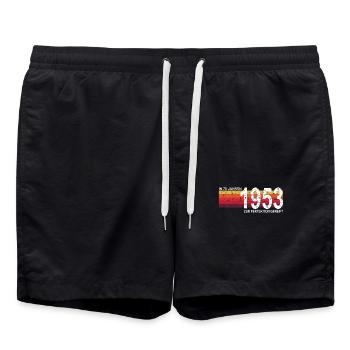 70th birthday matured to perfection in 70 years - Swim Trunks - black - Front - AI Model Male 185 light (185cm)